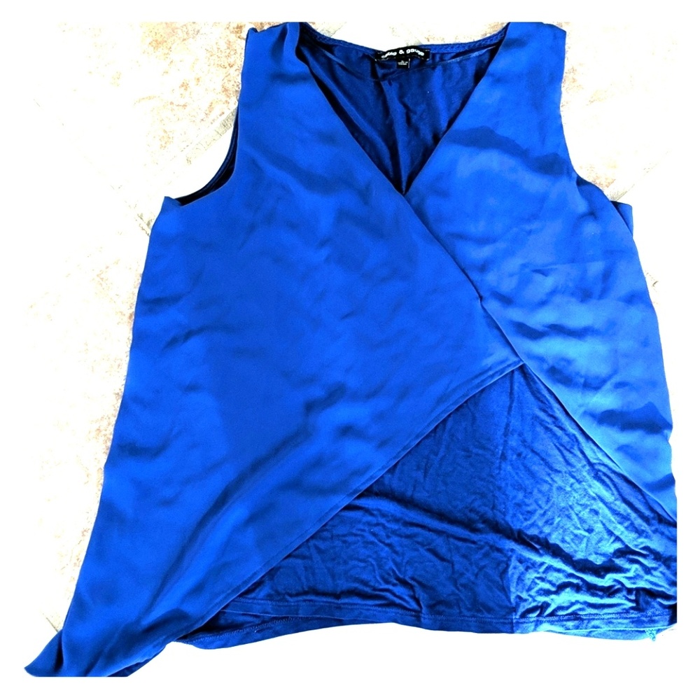 Aysymetrical blue top